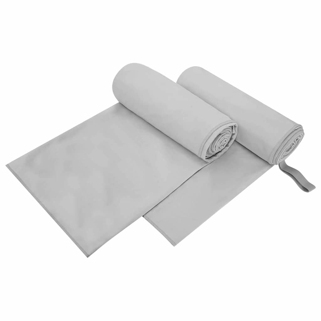 vidaXL Αθλητικές Πετσέτες 2 pcs Γκρι 200 x 100 cm