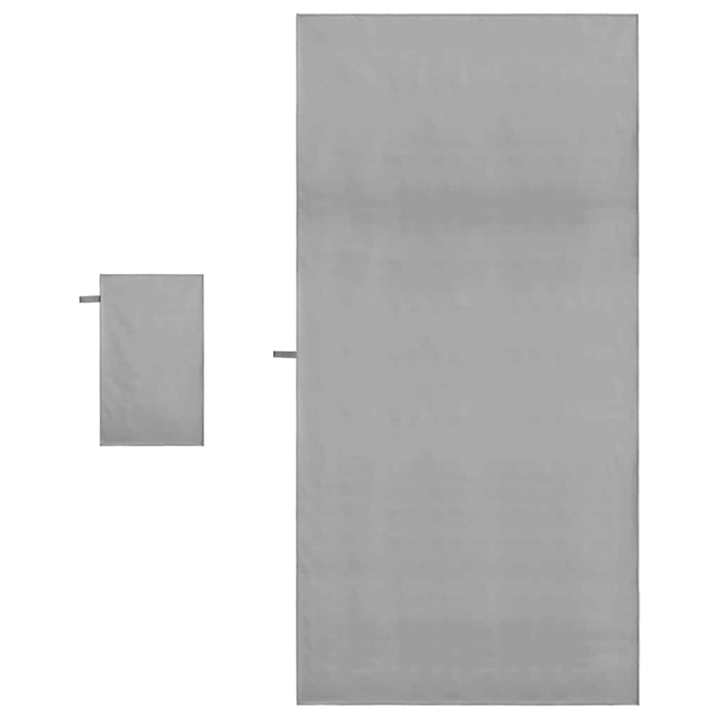 vidaXL Σύνολο πετσέτας αθλητισμού 2 pcs Σκούρο γκρι ύφασμα