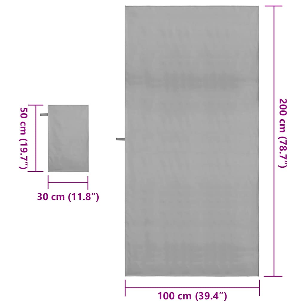 vidaXL Σύνολο πετσέτας αθλητισμού 2 pcs Σκούρο γκρι ύφασμα