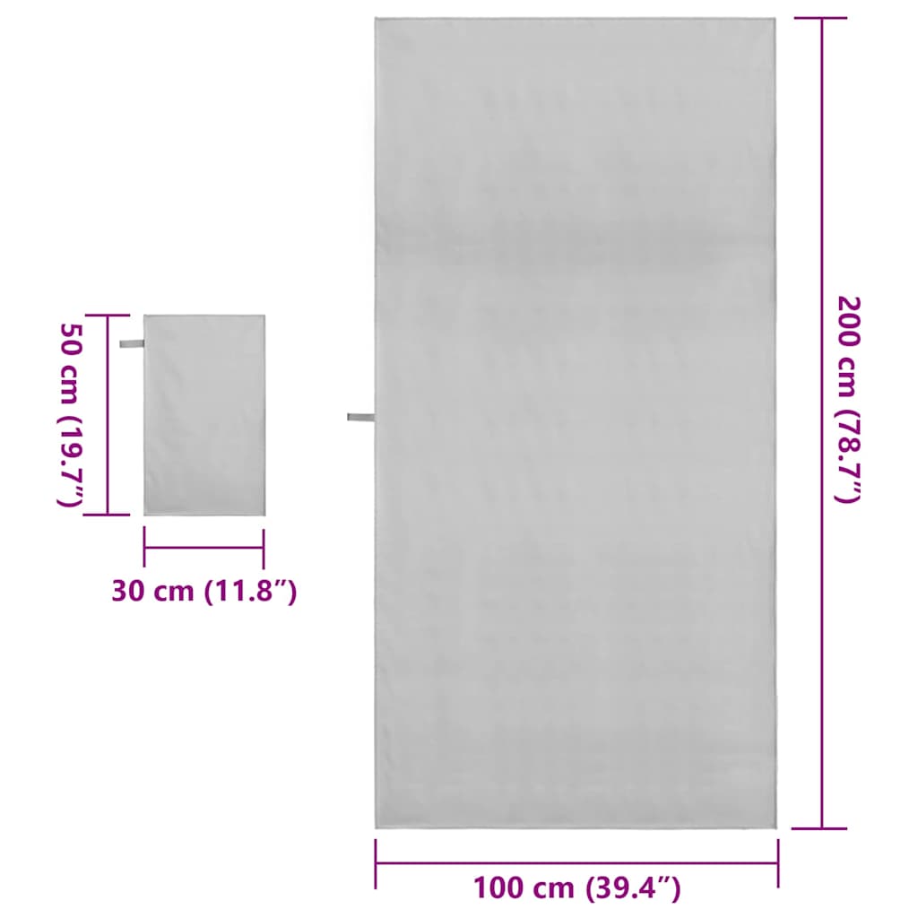 vidaXL Σύνολο πετσέτας αθλητισμού 2 pcs Γκρι ύφασμα