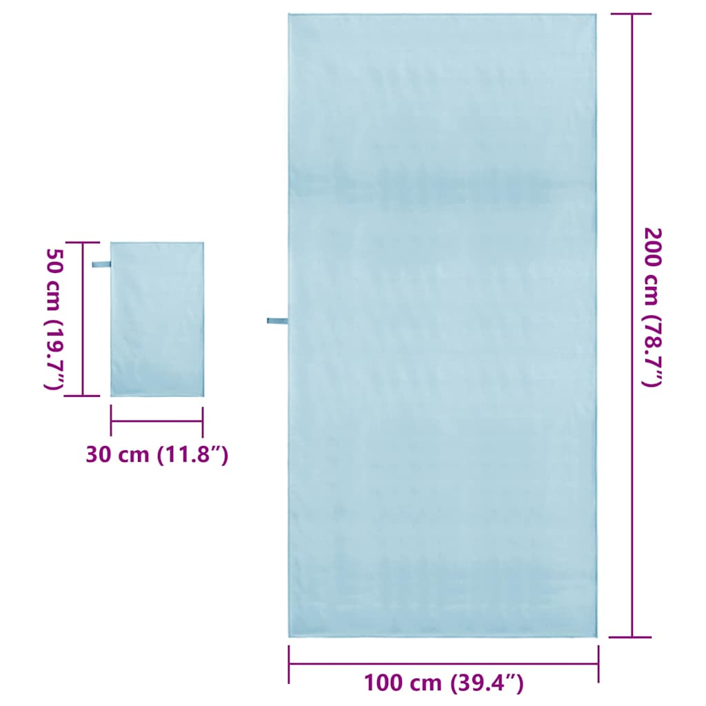 vidaXL Σύνολο πετσέτας αθλητισμού 2 pcs Μπλε ύφασμα