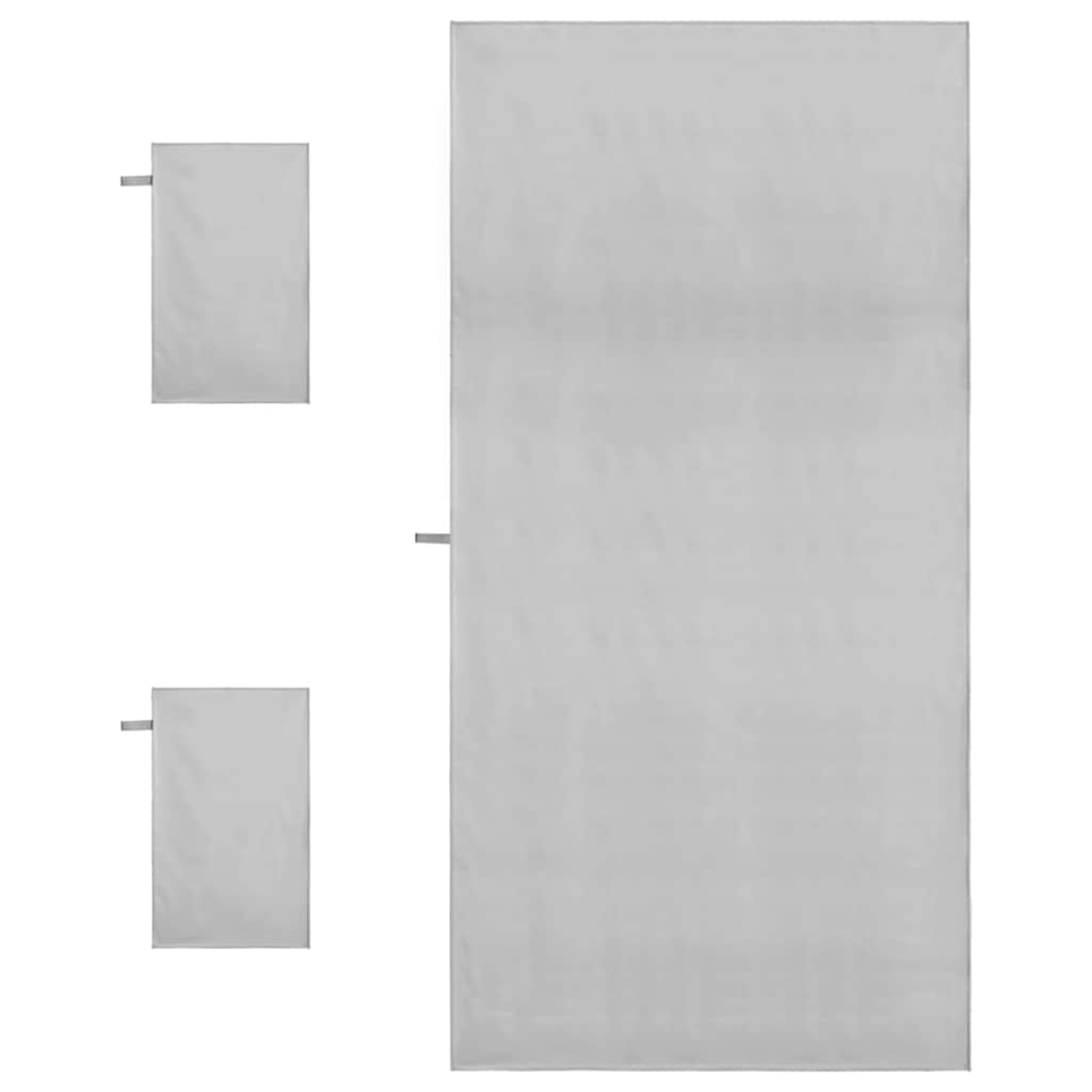 vidaXL Σύνολο πετσέτας αθλητισμού 3 pcs Γκρι