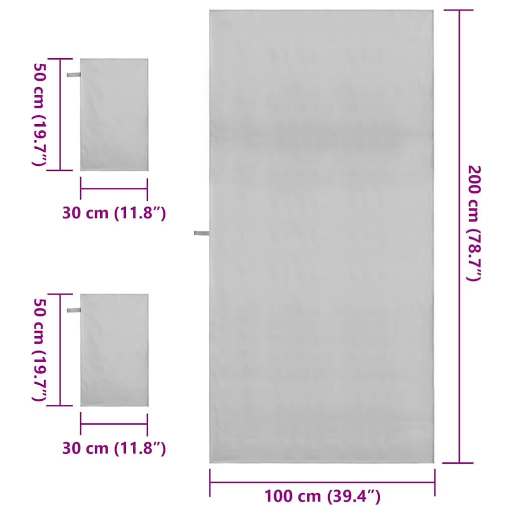 vidaXL Σύνολο πετσέτας αθλητισμού 3 pcs Γκρι