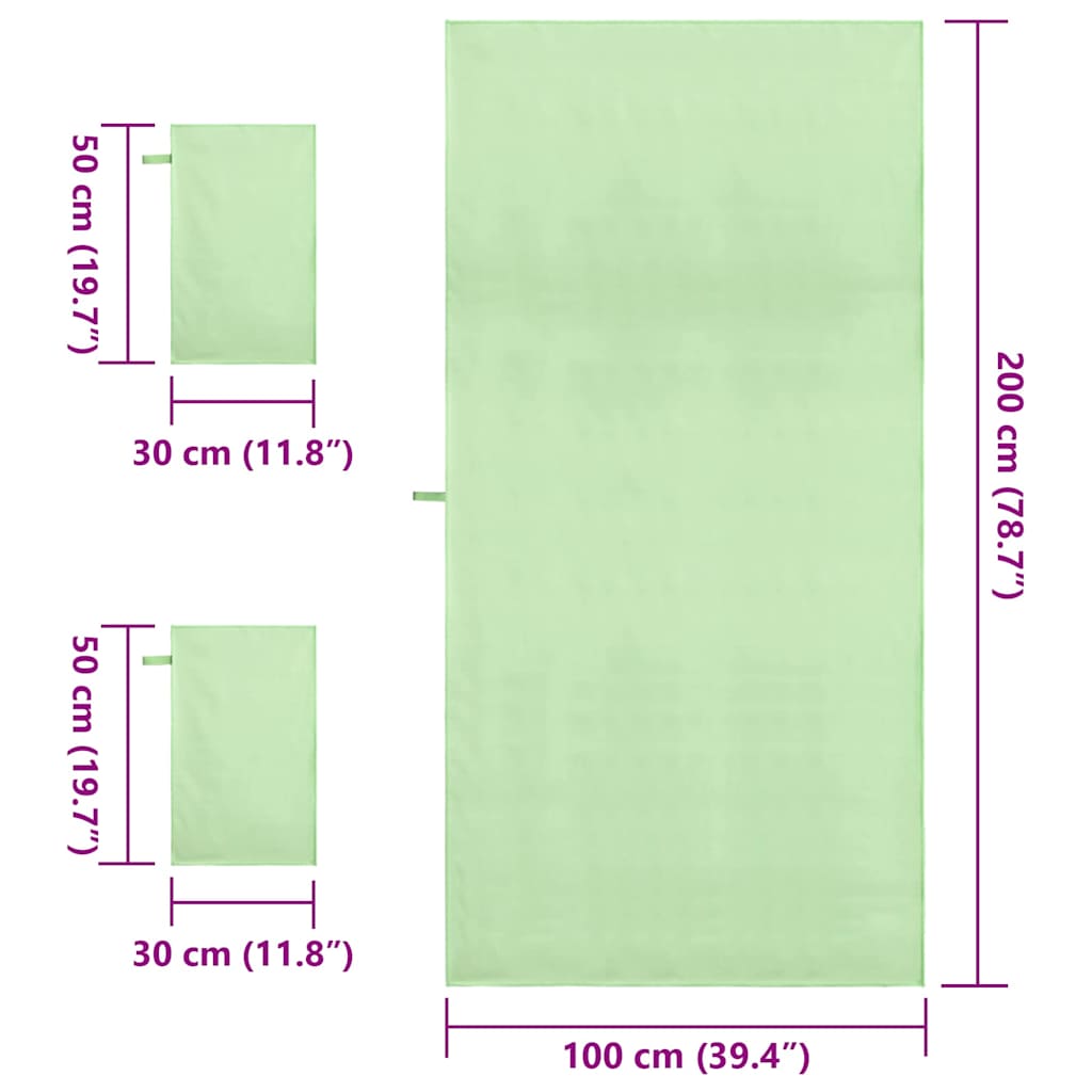 vidaXL Σύνολο πετσέτας αθλητισμού 3 pcs Πράσινο