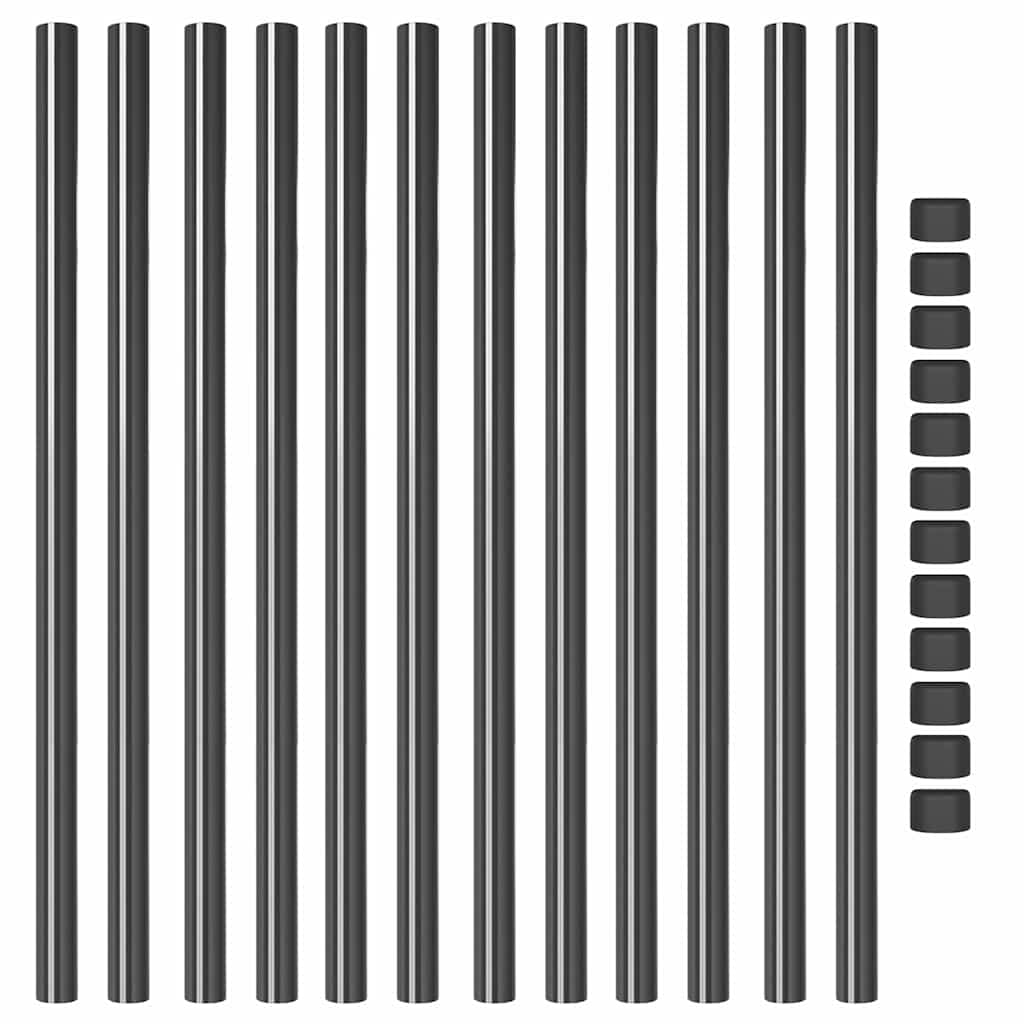 vidaXL Πό posts φράχτη 12 pcs Γκρι 120 cm Ατσάλι με Επικάλυψη Πούδρας