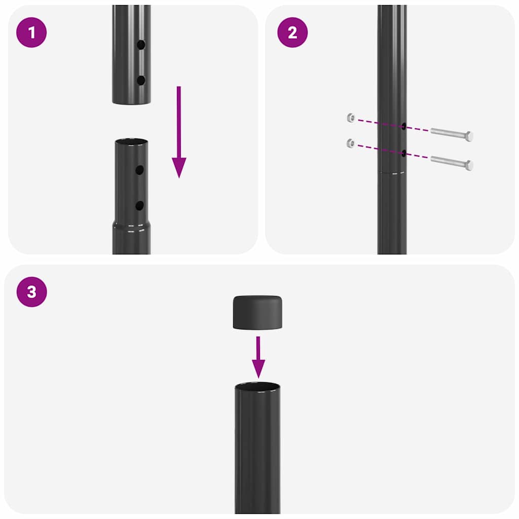 vidaXL Πό posts φράχτη 12 pcs Γκρι 140 cm Ατσάλι με Επικάλυψη Πούδρας