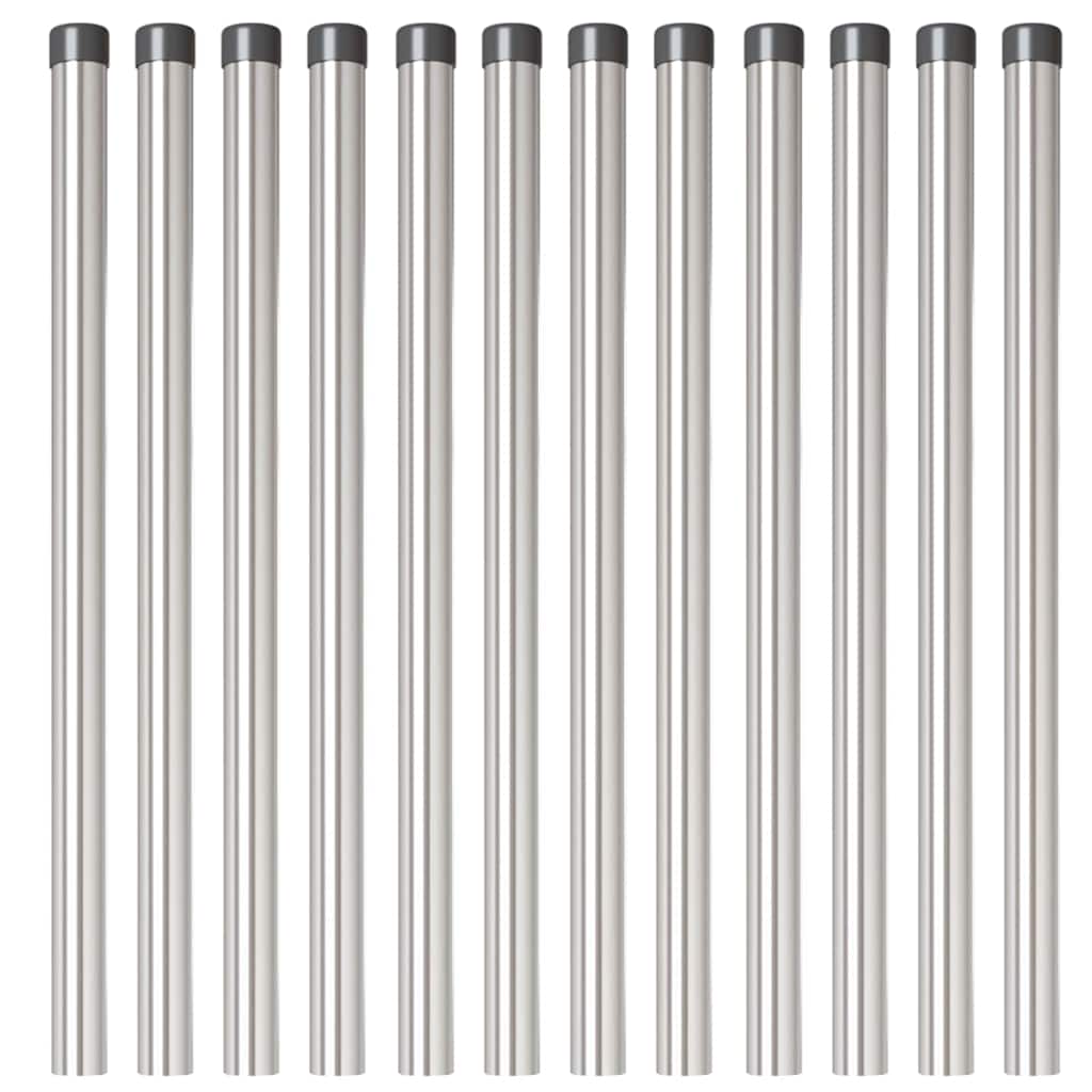 vidaXL Πό posts φράχτη 12 pcs Ασημί 80 cm Ατσάλι με Επικάλυψη Πούδρας