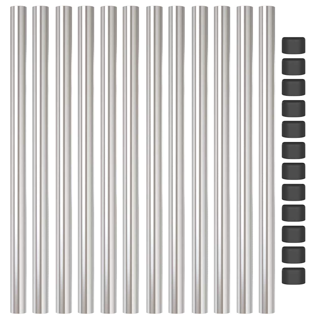 vidaXL Πό posts φράχτη 12 pcs Ασημί 90 cm Ατσάλι με Επικάλυψη Πούδρας