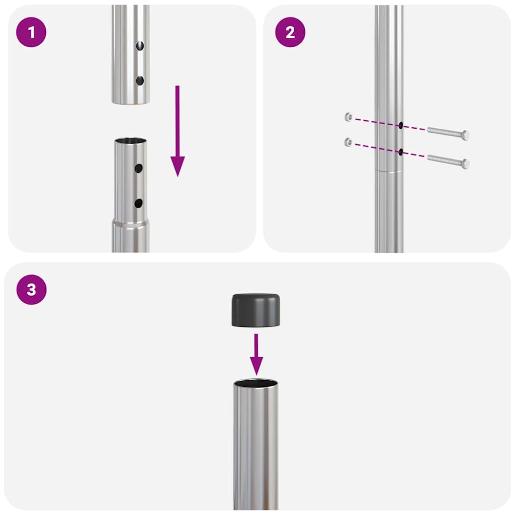 vidaXL Πό posts φράχτη 2 pcs Ασημί 210 cm Ατσάλι με Επικάλυψη Πούδρας