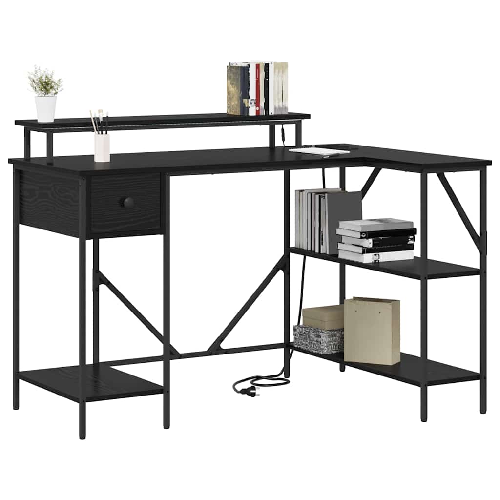 vidaXL Γραφείο Μαύρη δρυς 120 x 79 x 86.5 εκ. Επεξεργασμένο ξύλο