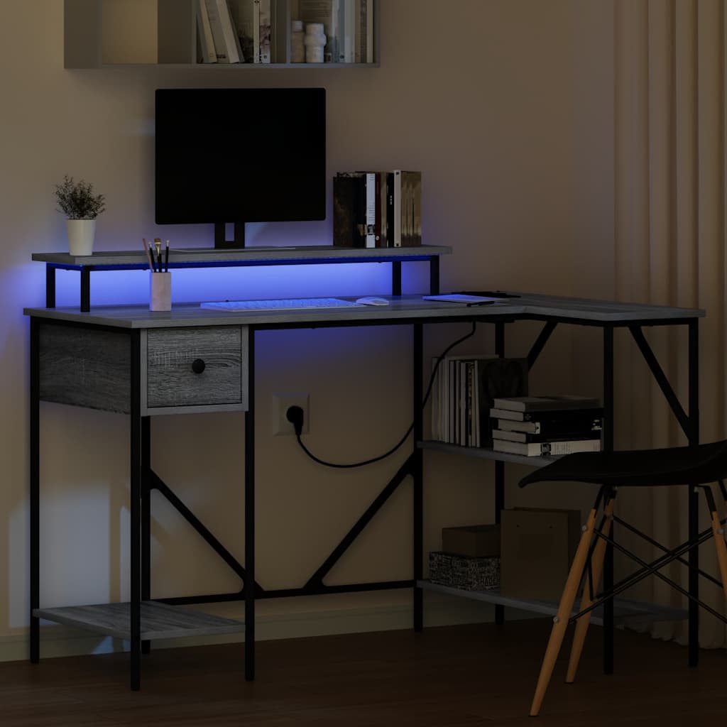 vidaXL Γραφείο Γκρι sonoma 120 x 79 x 86.5 εκ. Επεξεργασμένο ξύλο