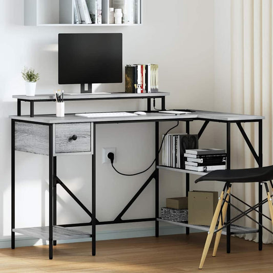 vidaXL Γραφείο Γκρίζο Σονομα 120 x 79 x 86,5 εκ. Επεξεργασμένο Ξύλο