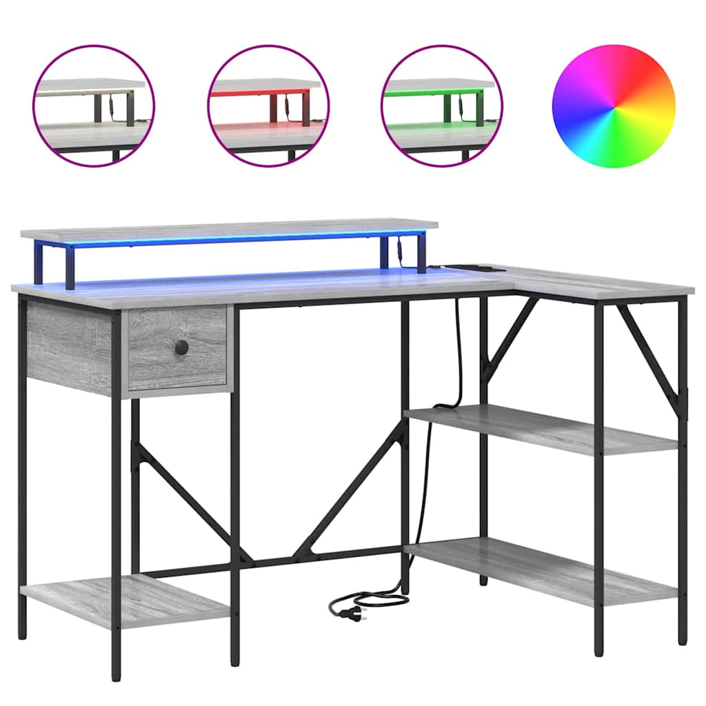 vidaXL Γραφείο Γκρι sonoma 120 x 79 x 86.5 εκ. Επεξεργασμένο ξύλο