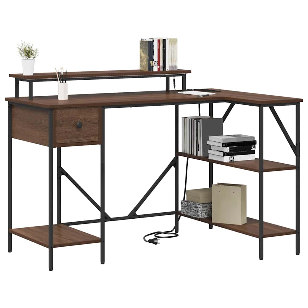 vidaXL Γραφείο Καφέ δρυς 120 x 79 x 86.5 εκ. Επεξεργασμένο ξύλο