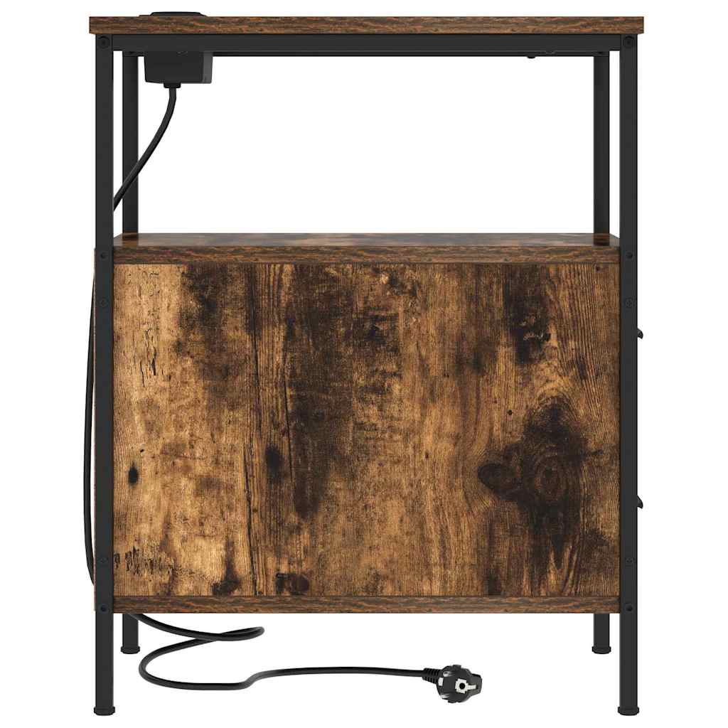 vidaXL Κομοδίνο 2 pcs Καπνιστό Δρύς 30 x 48 x 61 εκ Επεξεργασμένο ξύλο