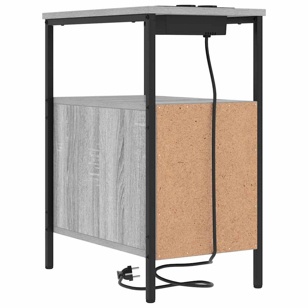 vidaXL Κομοδίνο 2 pcs Γκρίζο Σονομα 30 x 48 x 61 εκ Επεξεργασμένο ξύλο