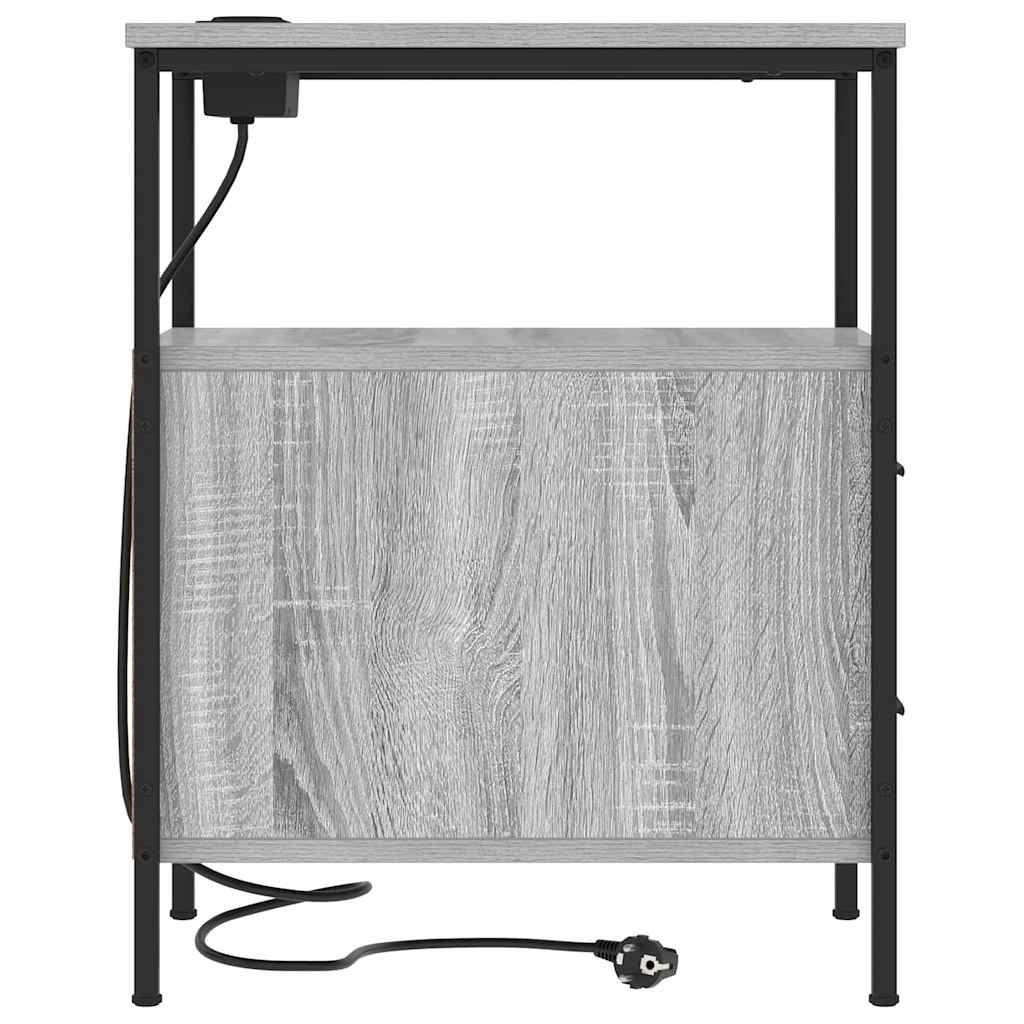 vidaXL Κομοδίνο 2 pcs Γκρίζο Σονομα 30 x 48 x 61 εκ Επεξεργασμένο ξύλο