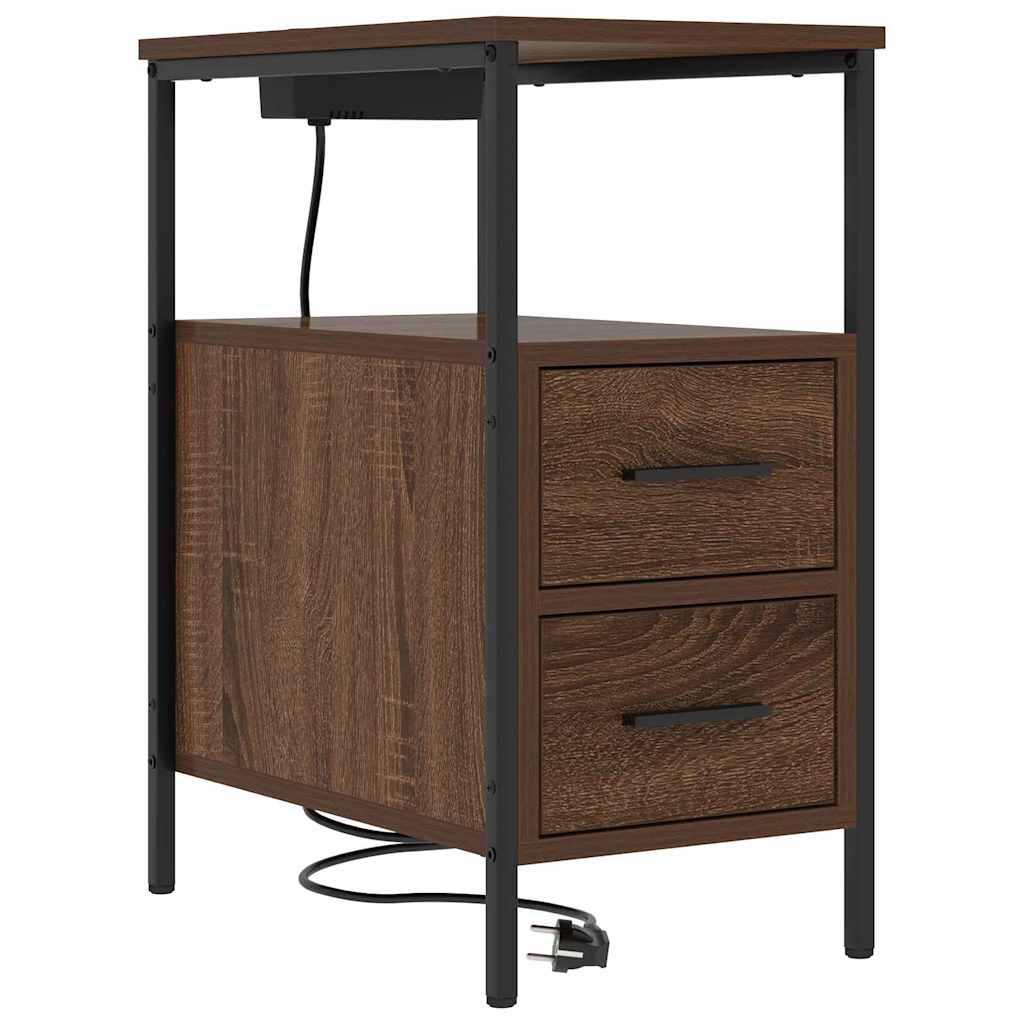 vidaXL Κομοδίνο 2 pcs Καφέ δρυς 30 x 48 x 61 εκ Επεξεργασμένο ξύλο