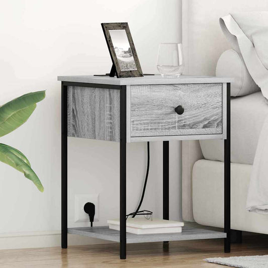 vidaXL Κομοδίνο με συρτάρι 2 pcs Γκρίζο Σονομα 42 x 41 x 56 εκ.