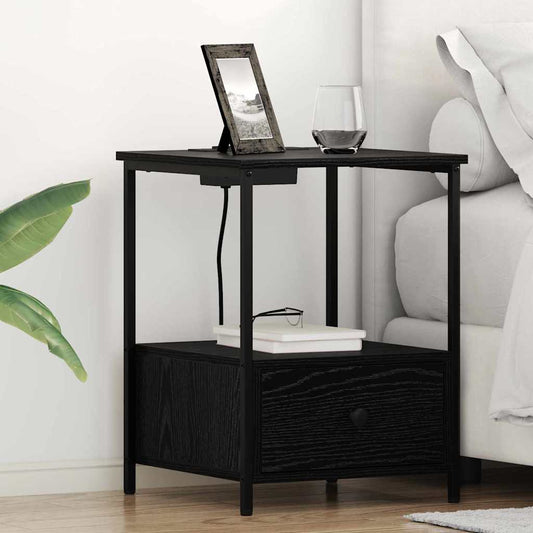 vidaXL Κομοδίνο Μαύρη Οξυά 42 x 41 x 56 εκ. Επεξεργασμένο Ξύλο