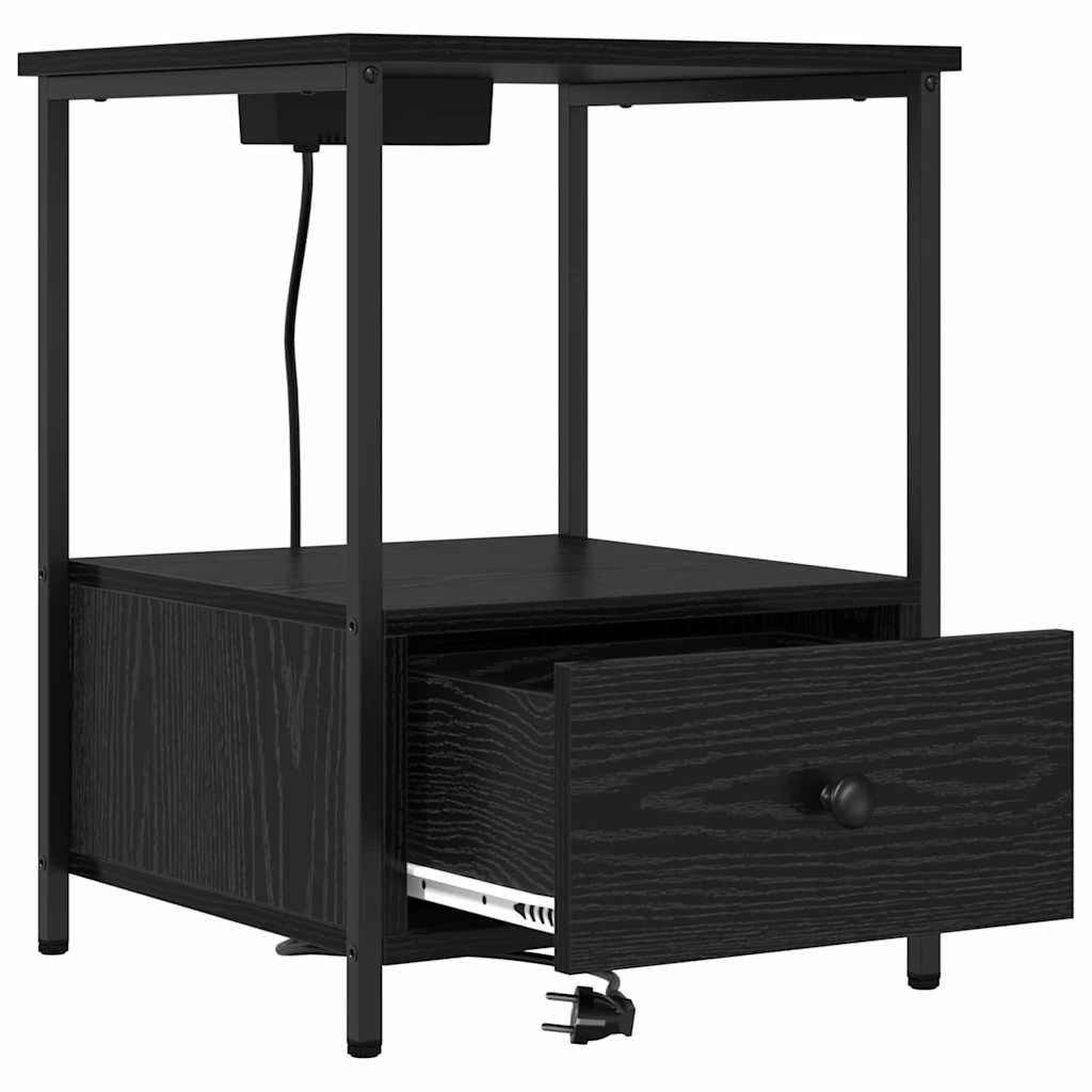 vidaXL Κομοδίνο Μαύρη Οξυά 42 x 41 x 56 εκ. Επεξεργασμένο ξύλο