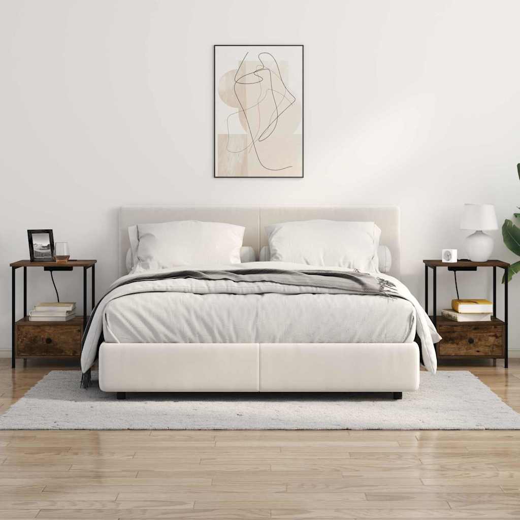 vidaXL Κομοδίνο με συρτάρι 2 pcs Καπνιστό Δρύς 42 x 41 x 56 εκ.