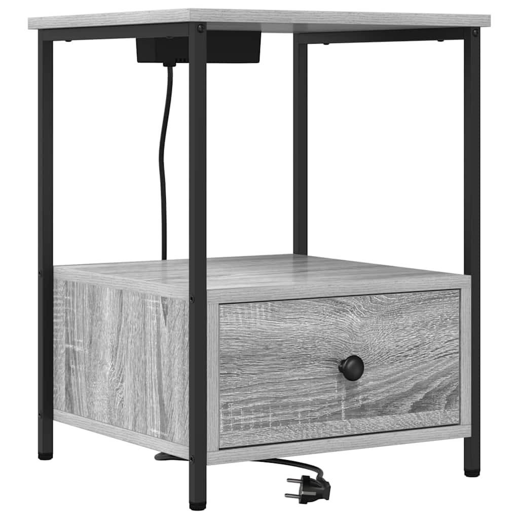 vidaXL Κομοδίνο με συρτάρι 2 pcs Γκρίζο Σονομα 42 x 41 x 56 εκ.