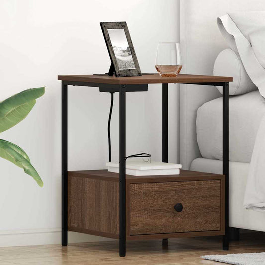 vidaXL Κομοδίνο 2 τμχ. Καφέ δρυς 42 x 41 x 56 εκ. Επεξεργασμένο Ξύλο