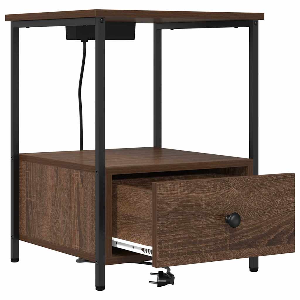 vidaXL Κομοδίνο 2 pcs Καφέ δρυς 42 x 41 x 56 εκ. Επεξεργασμένο ξύλο