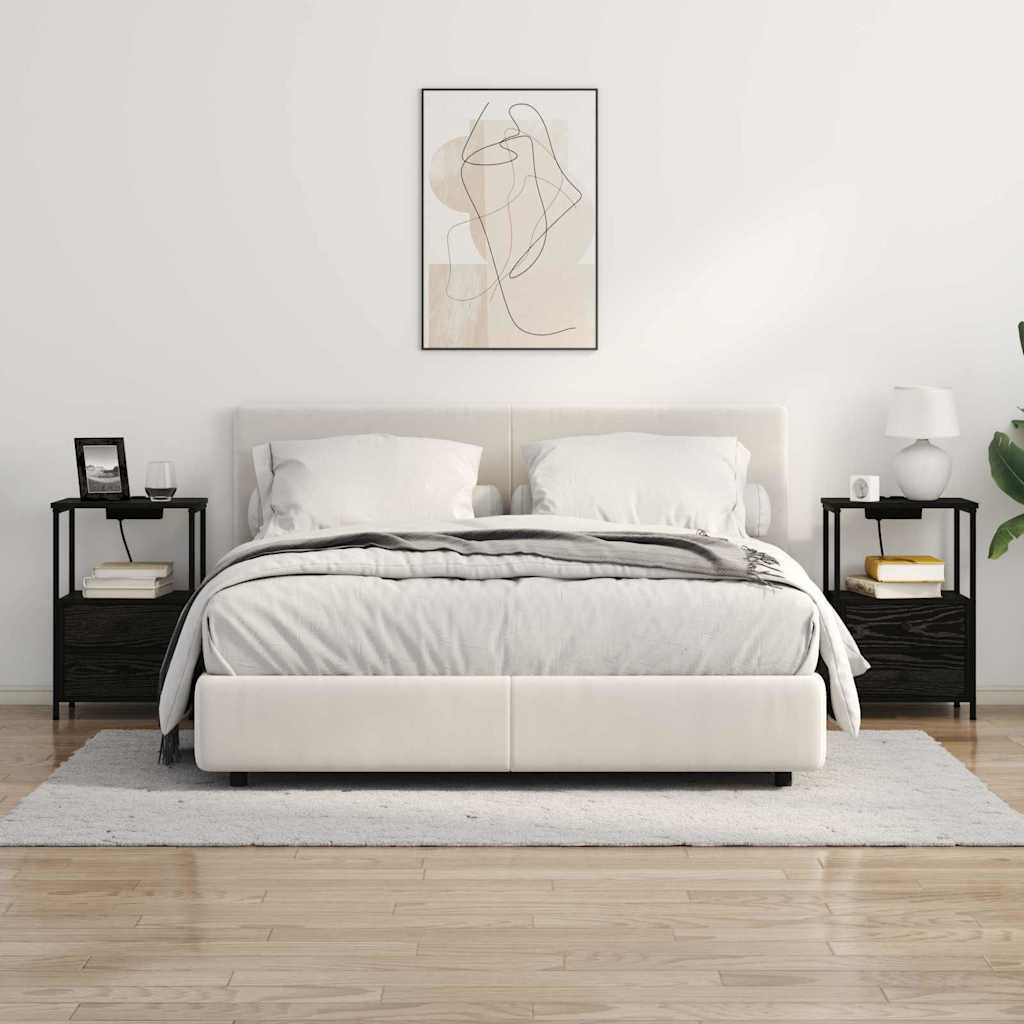 vidaXL Κομοδίνο 2 pcs Μαύρη Οξυά 40 x 31 x 60 εκ. Επεξεργασμένο ξύλο