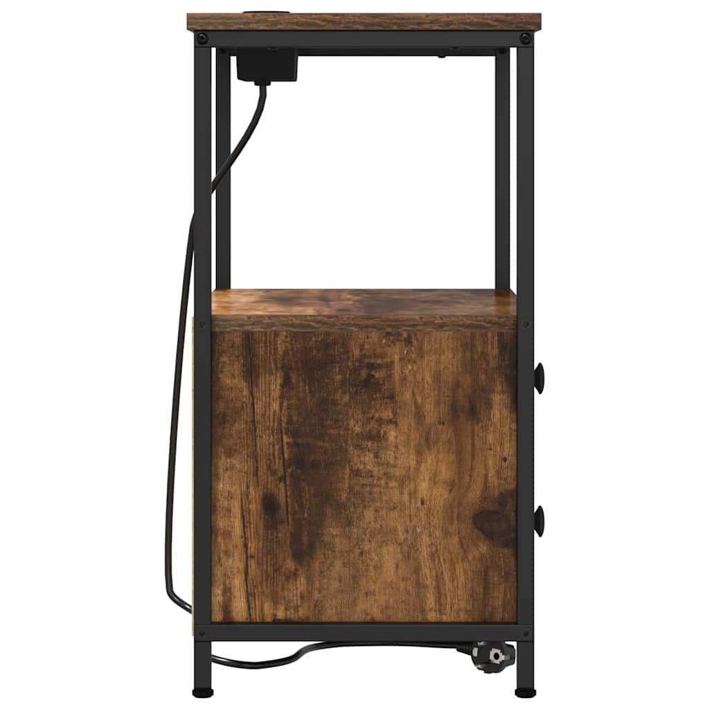 vidaXL Κομοδίνο με συρτάρι 2 pcs Καπνιστό Δρύς 40 x 31 x 60 εκ.