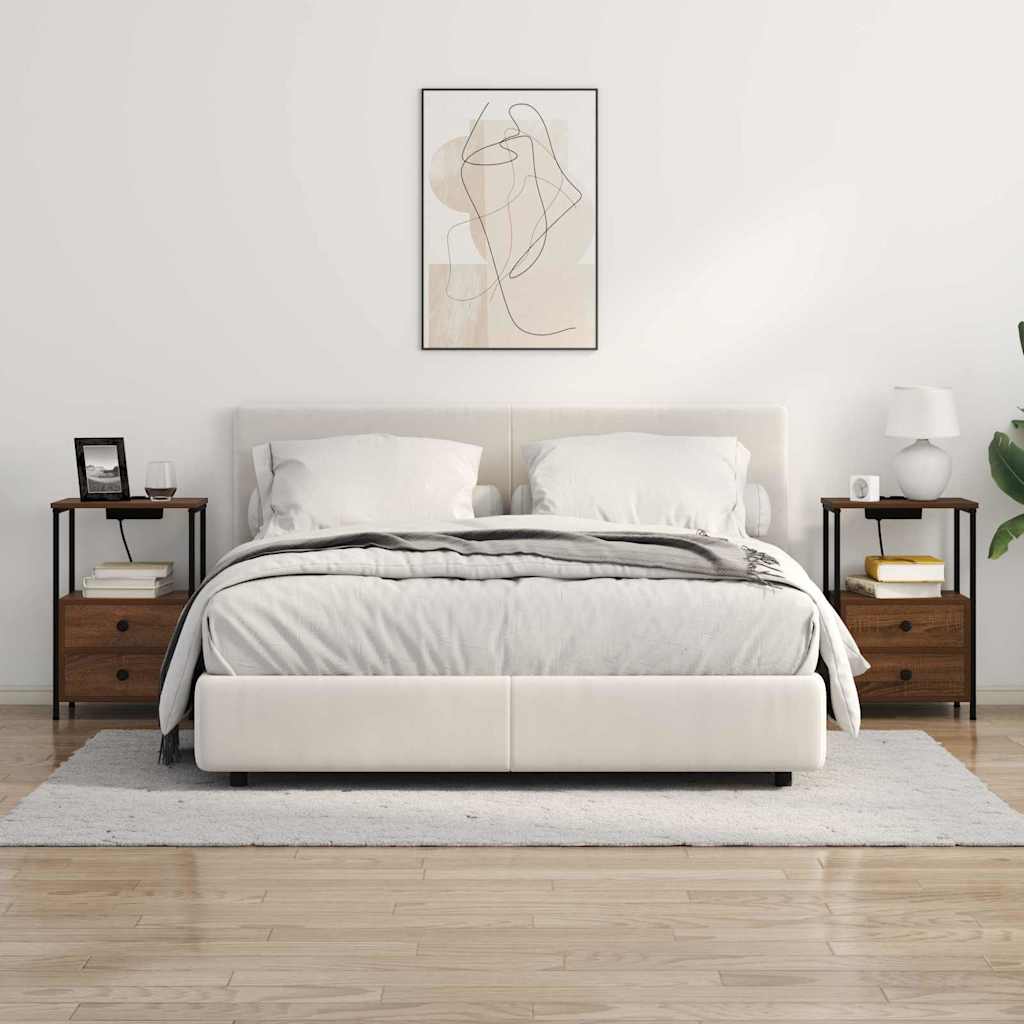 vidaXL Κομοδίνο 2 pcs Καφέ δρυς 40 x 31 x 60 εκ. Επεξεργασμένο ξύλο