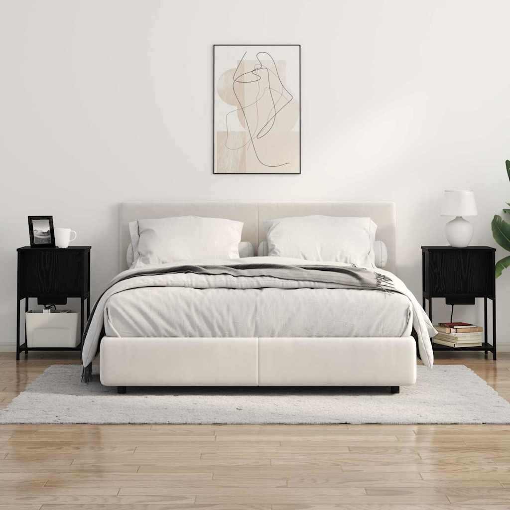 vidaXL Κομοδίνο Μαύρη Οξυά 38 x 31 x 61 εκ Επεξεργασμένο ξύλο