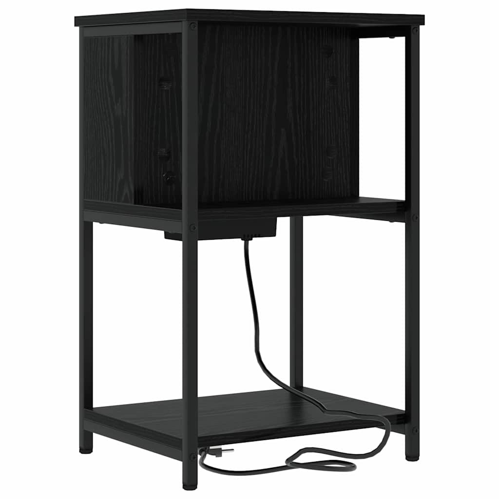 vidaXL Κομοδίνο Μαύρη Οξυά 38 x 31 x 61 εκ Επεξεργασμένο ξύλο