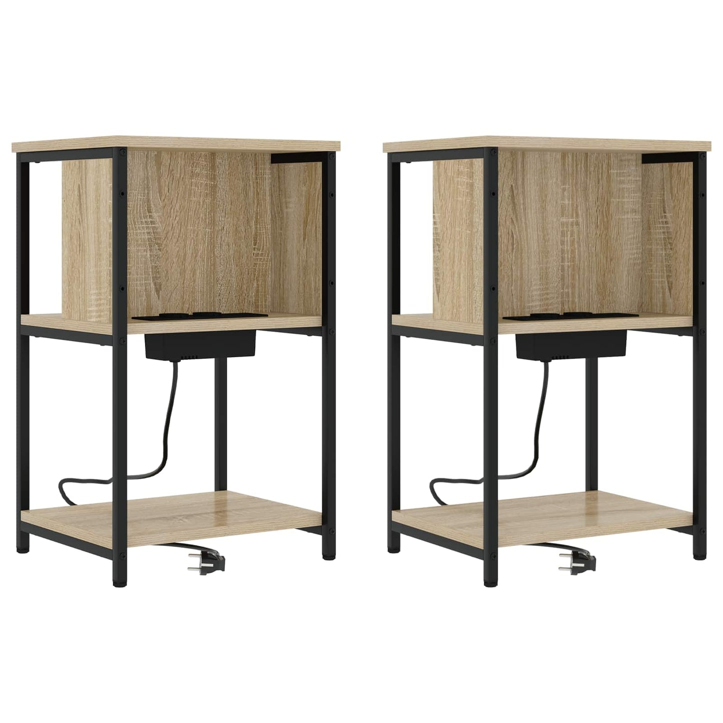 vidaXL Κομοδίνο 2 pcs Δρύς Sonoma 38 x 31 x 61 εκ Επεξεργασμένο ξύλο