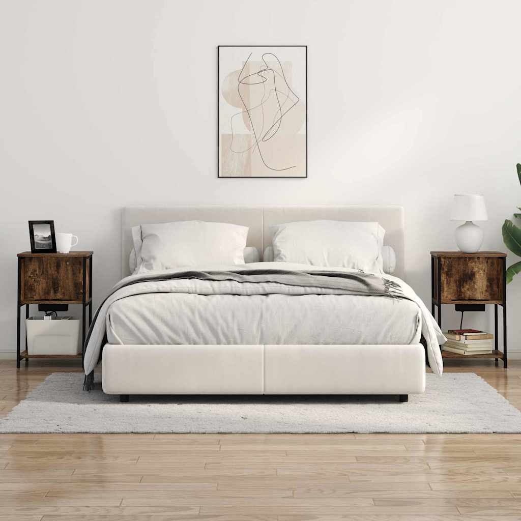 vidaXL Κομοδίνο 2 pcs Καπνιστό Δρύς 38 x 31 x 61 εκ Επεξεργασμένο ξύλο