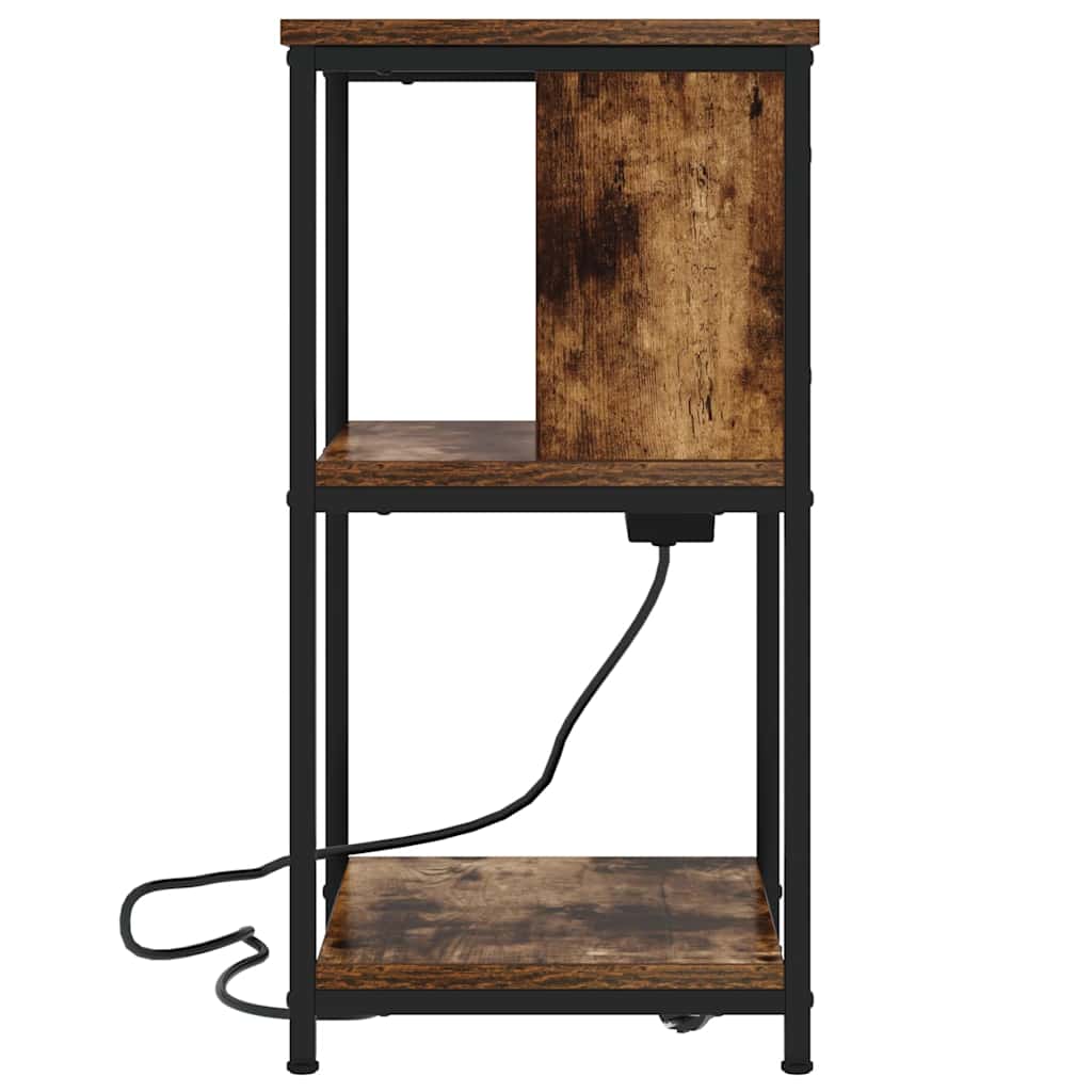 vidaXL Κομοδίνο 2 pcs Καπνιστό Δρύς 38 x 31 x 61 εκ Επεξεργασμένο ξύλο