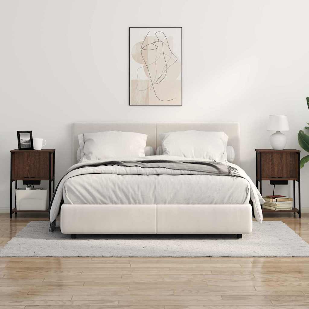 vidaXL Κομοδίνο 2 pcs Καφέ δρυς 38 x 31 x 61 εκ Επεξεργασμένο ξύλο