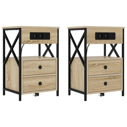 vidaXL Κομοδίνο 2 pcs Δρύς Sonoma 40 x 31 x 60 εκ. Επεξεργασμένο ξύλο