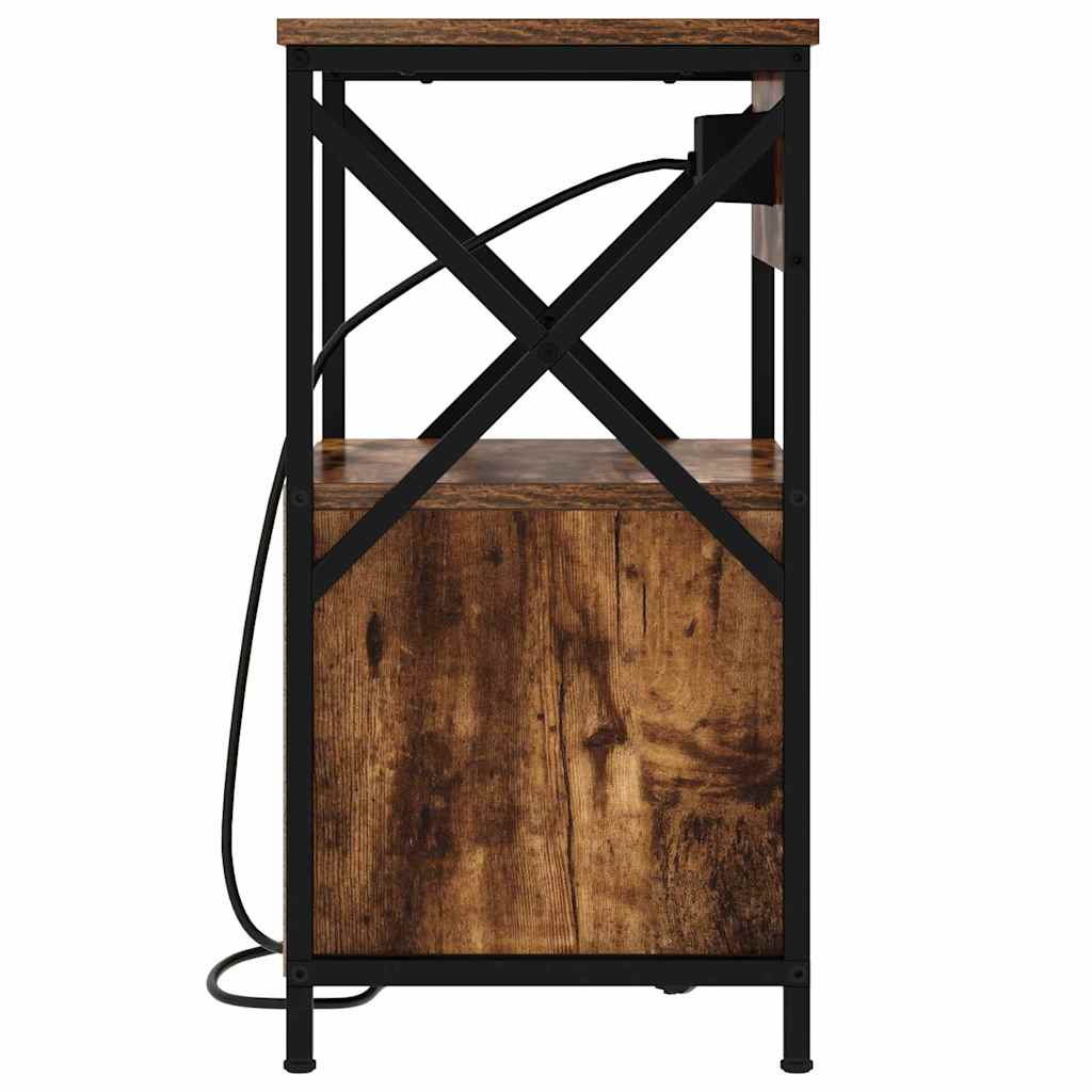 vidaXL Κομοδίνο Καπνιστό Δρύς 40 x 31 x 60 εκ. Επεξεργασμένο ξύλο