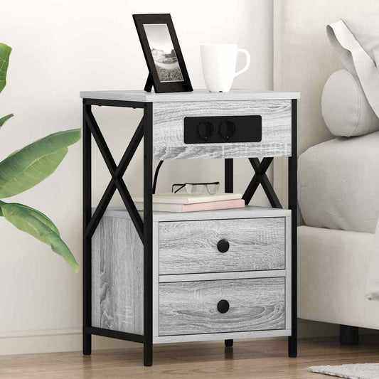 vidaXL Κομοδίνο Γκρίζο Σονομα 40 x 31 x 60 εκ. Επεξεργασμένο Ξύλο