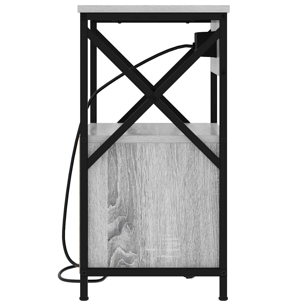 vidaXL Κομοδίνο με συρτάρι 2 pcs Γκρίζο Σονομα 40 x 31 x 60 εκ.