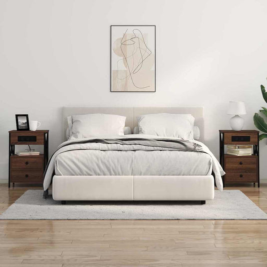 vidaXL Κομοδίνο 2 pcs Καφέ δρυς 40 x 31 x 60 εκ. Επεξεργασμένο ξύλο