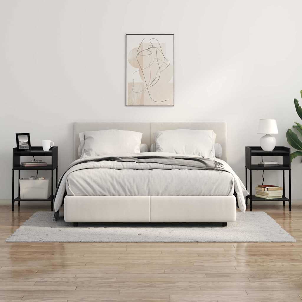 vidaXL Κομοδίνο 2 pcs Μαύρη Οξυά 40 x 40 x 61 εκ Επεξεργασμένο ξύλο