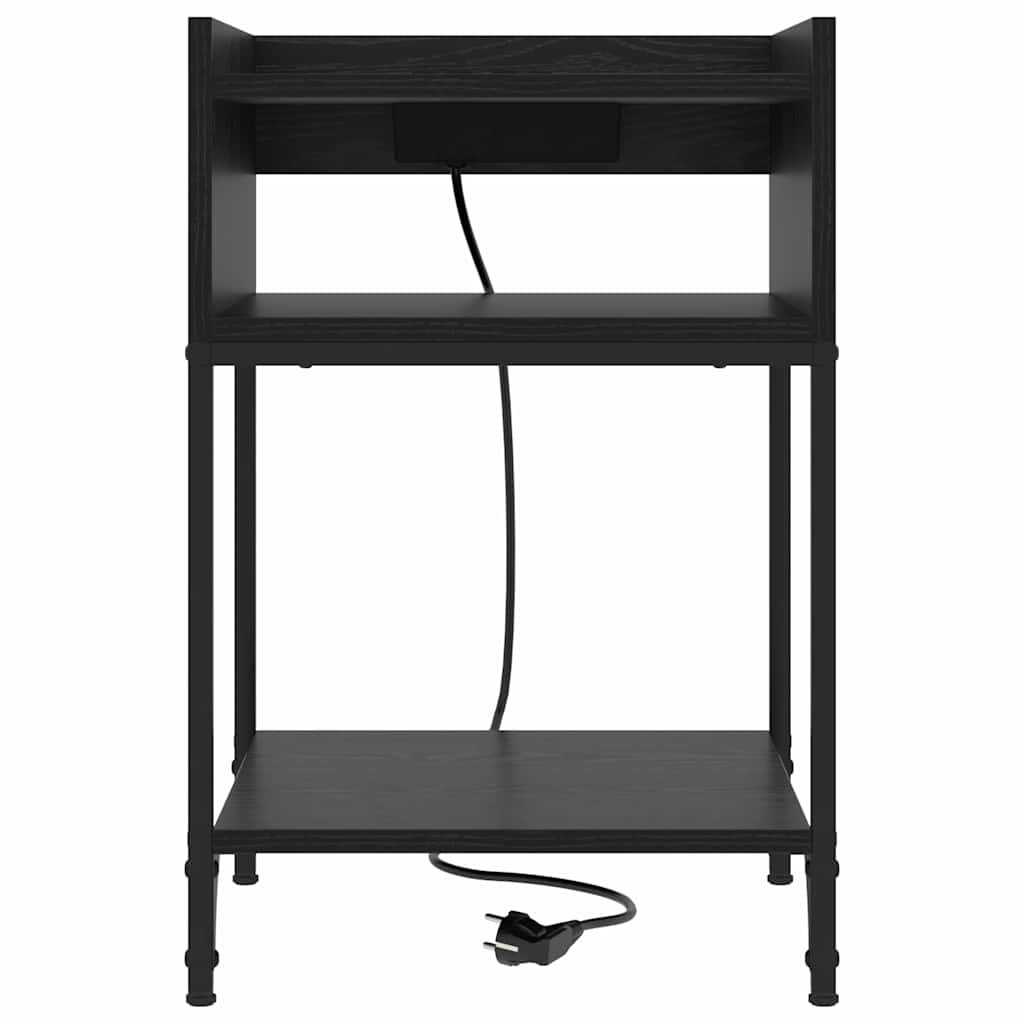 vidaXL Κομοδίνο 2 pcs Μαύρη Οξυά 40 x 40 x 61 εκ Επεξεργασμένο ξύλο