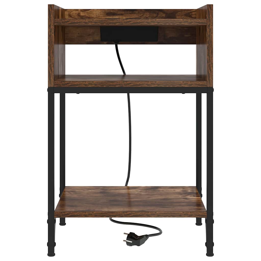 vidaXL Κομοδίνο Καπνιστό Δρύς 40 x 40 x 61 εκ Επεξεργασμένο ξύλο