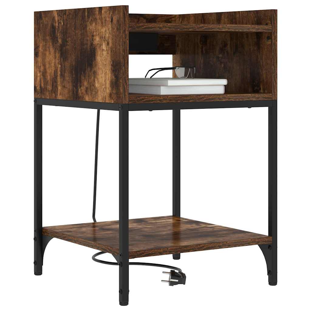 vidaXL Κομοδίνο Καπνιστό Δρύς 40 x 40 x 61 εκ Επεξεργασμένο ξύλο