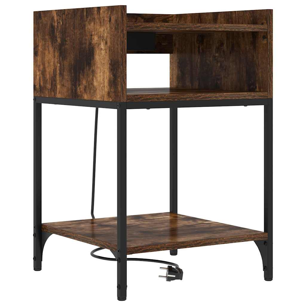 vidaXL Κομοδίνο 2 pcs Καπνιστό Δρύς 40 x 40 x 61 εκ Επεξεργασμένο ξύλο