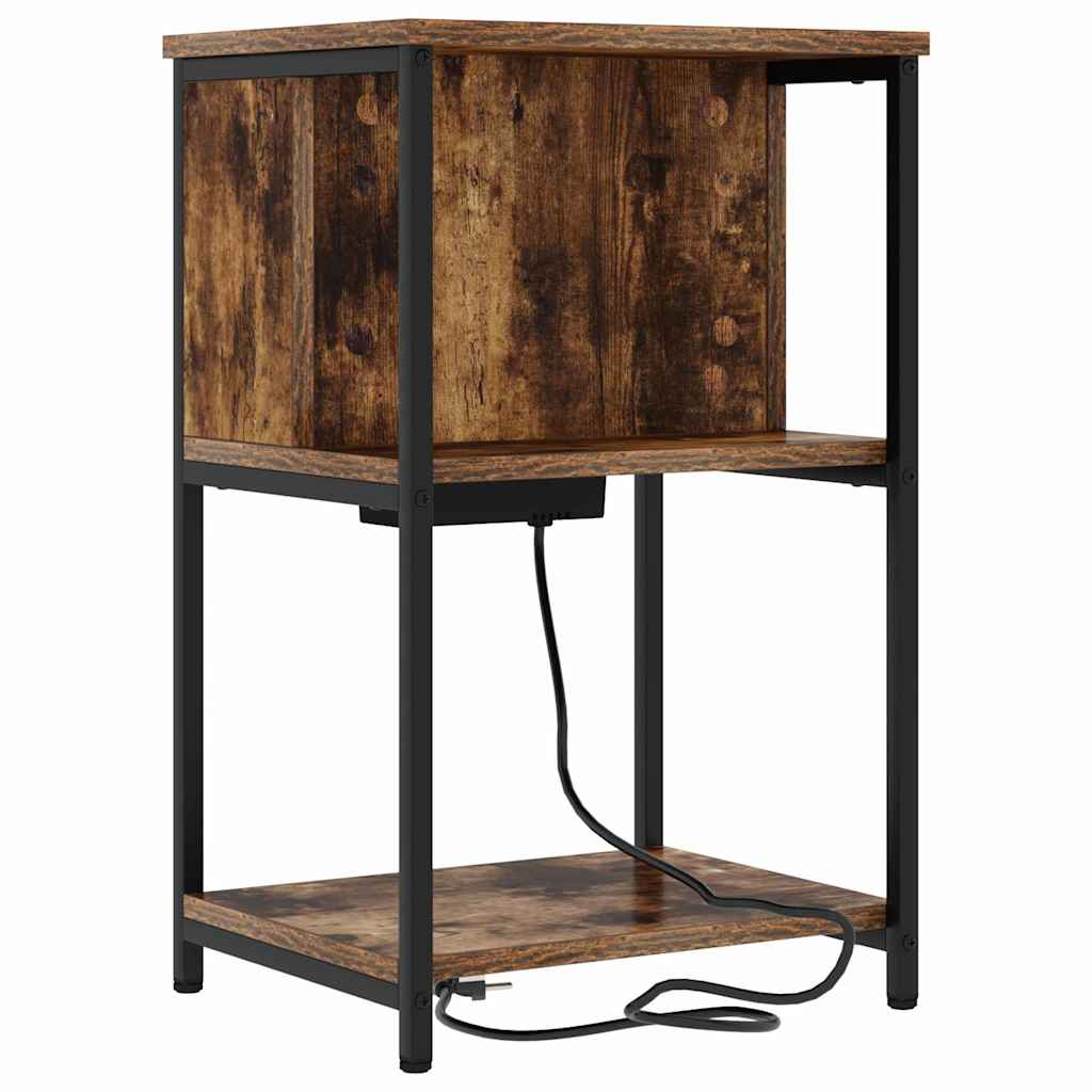 vidaXL Κομοδίνο 2 pcs Καπνιστό Δρύς 40 x 40 x 61 εκ Επεξεργασμένο ξύλο