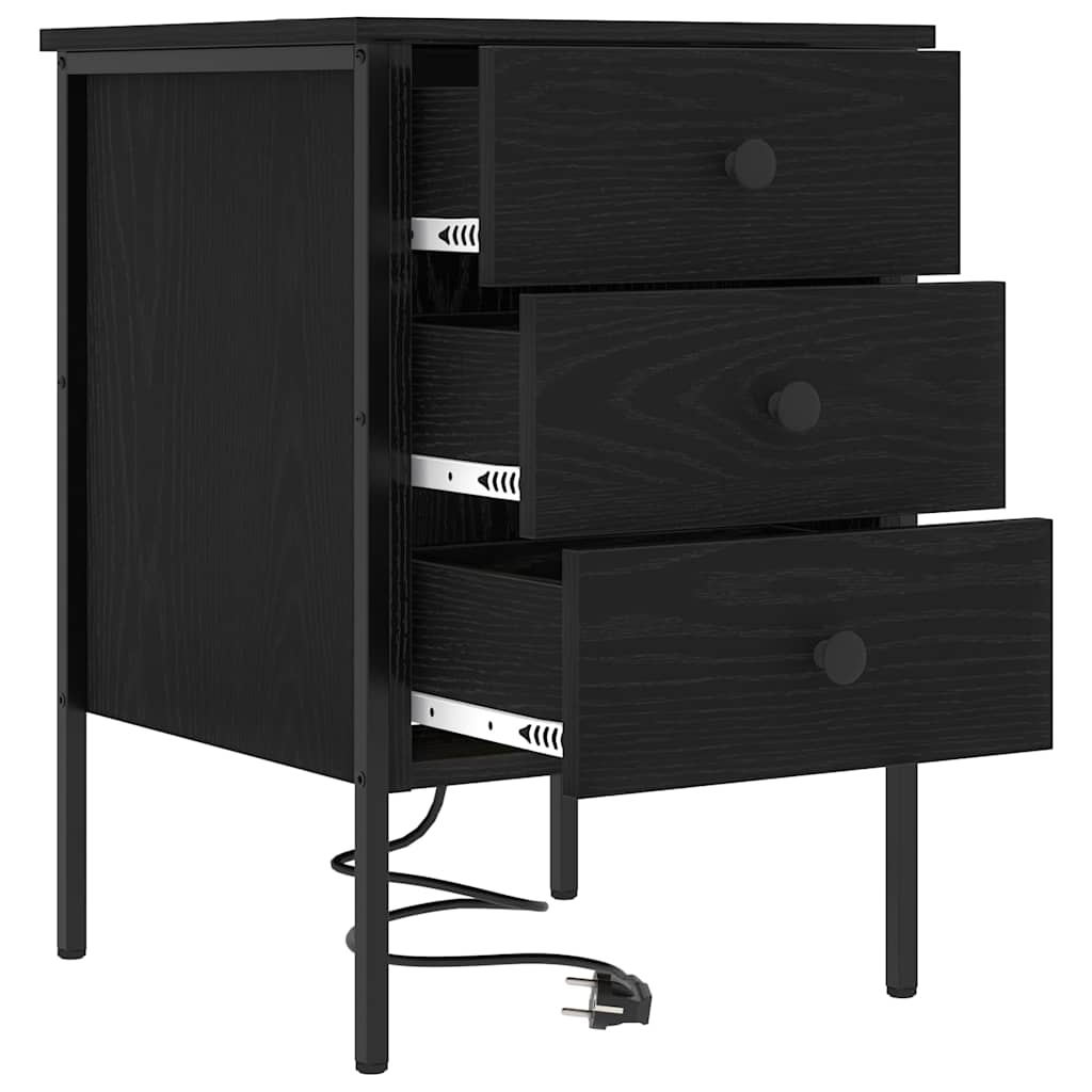 vidaXL Κομοδίνο Μαύρη Οξυά 42 x 41 x 61 εκ Επεξεργασμένο ξύλο